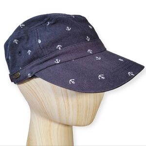 Sun n Sand Blue Anchors News oy Cap Faux leather back strap